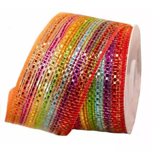 Metallic Rainbow Deco Mesh 63mm x 10m