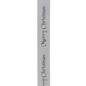 10mm merry Christmas Silver Ribbon By Berisfords Ribbons