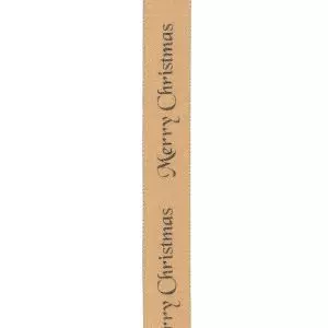 10mm Merry Christmas Satin Ribbon In Gold By Berisfords Ribbons