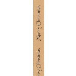 10mm Merry Christmas Satin Ribbon In Gold By Berisfords Ribbons