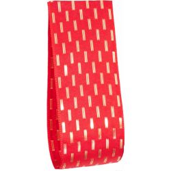 Red Taffeta Ribbon With Gold Stitching