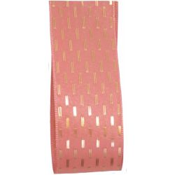 Rose Gold Taffeta Ribbon With Gold Stitching