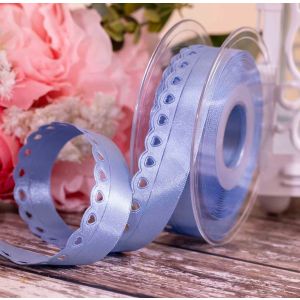 22mm Light Blue Lace Heart Ribbon