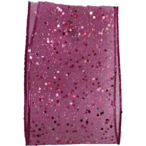 Random Glitter Sheer Ribbon Col: Shocking Pink