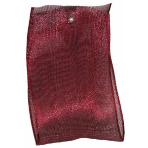 Wide Burgundy Metallic Look Sheer Ribbon 38mm x 25m