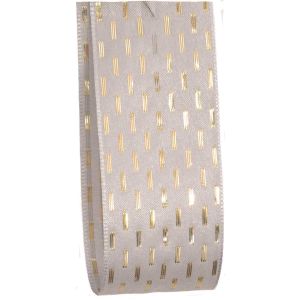 Bridal White Taffeta Ribbon With Gold Stitching