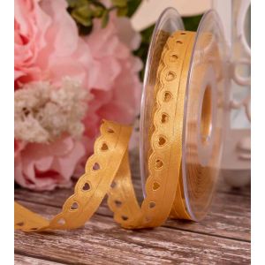 12mm Honey Gold Lace Heart Ribbon