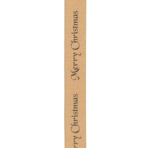 10mm Merry Christmas Satin Ribbon In Gold By Berisfords Ribbons